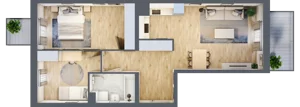 3 pokoje, mieszkanie 63,33 m², piętro 1, oferta nr B9-K2-1-4, Żerniki Na Novo III, Wrocław, Żerniki, ul. Maxa Berga