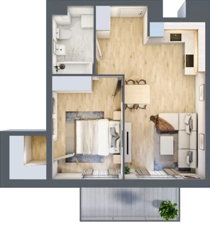 2 pokoje, mieszkanie 46,26 m², piętro 4, oferta nr B9-K4-4-2, Żerniki Na Novo III, Wrocław, Żerniki, ul. Maxa Berga