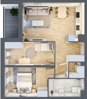 3 pokoje, mieszkanie 58,76 m², piętro 2, oferta nr B9-K2-2-2, Żerniki Na Novo III, Wrocław, Żerniki, ul. Maxa Berga