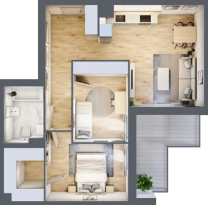 3 pokoje, mieszkanie 64,98 m², piętro 1, oferta nr B9-K2-1-3, Żerniki Na Novo III, Wrocław, Żerniki, ul. Maxa Berga