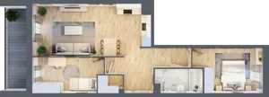 3 pokoje, mieszkanie 62,59 m², piętro 2, oferta nr B9-K1-2-10, Żerniki Na Novo III, Wrocław, Żerniki, ul. Maxa Berga