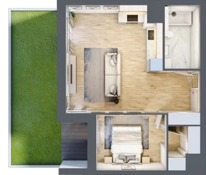 2 pokoje, mieszkanie 47,10 m², parter, oferta nr 2C.0.70, Nowa Francuska IIA, Katowice, Osiedle Paderewskiego-Muchowiec, Muchowiec, ul. Szybowcowa