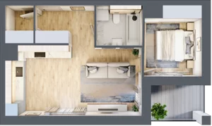 2 pokoje, mieszkanie 43,68 m², piętro 1, oferta nr 2A.1.04, Nowa Francuska IIA, Katowice, Osiedle Paderewskiego-Muchowiec, Muchowiec, ul. Szybowcowa
