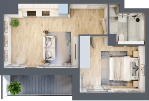 2 pokoje, mieszkanie 36,94 m², piętro 1, oferta nr 2A.1.05, Nowa Francuska IIA, Katowice, Osiedle Paderewskiego-Muchowiec, Muchowiec, ul. Szybowcowa