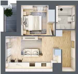 2 pokoje, mieszkanie 35,54 m², piętro 1, oferta nr 2C.1.79, Nowa Francuska IIA, Katowice, Osiedle Paderewskiego-Muchowiec, Muchowiec, ul. Szybowcowa