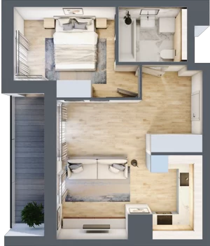 2 pokoje, mieszkanie 42,38 m², piętro 2, oferta nr 2C.2.85, Nowa Francuska IIA, Katowice, Osiedle Paderewskiego-Muchowiec, Muchowiec, ul. Szybowcowa