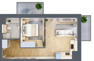 2 pokoje, mieszkanie 39,40 m², piętro 2, oferta nr 2C.2.88, Nowa Francuska IIA, Katowice, Osiedle Paderewskiego-Muchowiec, Muchowiec, ul. Szybowcowa