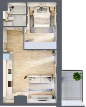 2 pokoje, mieszkanie 41,16 m², piętro 3, oferta nr 2C.3.91, Nowa Francuska IIA, Katowice, Osiedle Paderewskiego-Muchowiec, Muchowiec, ul. Szybowcowa
