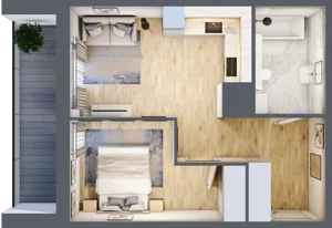 2 pokoje, mieszkanie 39,66 m², piętro 6, oferta nr 2B.6.54, Nowa Francuska IIA, Katowice, Osiedle Paderewskiego-Muchowiec, Muchowiec, ul. Szybowcowa
