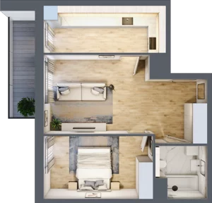 2 pokoje, mieszkanie 49,73 m², piętro 6, oferta nr 2C.6.119, Nowa Francuska IIA, Katowice, Osiedle Paderewskiego-Muchowiec, Muchowiec, ul. Szybowcowa