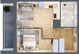 2 pokoje, mieszkanie 39,58 m², piętro 7, oferta nr 2B.7.60, Nowa Francuska IIA, Katowice, Osiedle Paderewskiego-Muchowiec, Muchowiec, ul. Szybowcowa