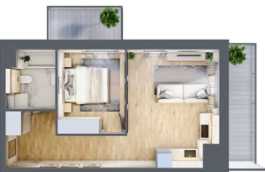 2 pokoje, mieszkanie 40,62 m², piętro 7, oferta nr 2C.7.133, Nowa Francuska IIA, Katowice, Osiedle Paderewskiego-Muchowiec, Muchowiec, ul. Szybowcowa