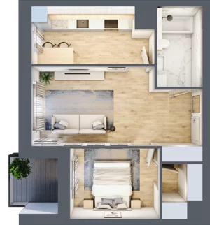 2 pokoje, mieszkanie 47,28 m², piętro 1, oferta nr 3A.1.07, Nowa Francuska IIA, Katowice, Osiedle Paderewskiego-Muchowiec, Muchowiec, ul. Szybowcowa