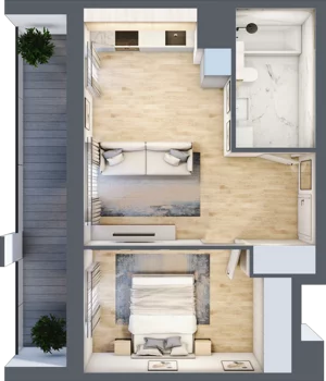 2 pokoje, mieszkanie 39,94 m², piętro 8, oferta nr 3B.8.122, Nowa Francuska IIA, Katowice, Osiedle Paderewskiego-Muchowiec, Muchowiec, ul. Szybowcowa