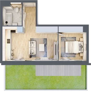 2 pokoje, mieszkanie 40,95 m², parter, oferta nr 1.00.C01, Ogrody Andersa III, Gliwice, Wojska Polskiego, ul. Generała Władysława Andersa
