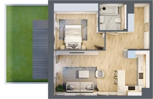 2 pokoje, mieszkanie 52,05 m², parter, oferta nr 1.00.D04, Ogrody Andersa III, Gliwice, Wojska Polskiego, ul. Generała Władysława Andersa