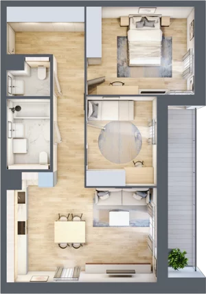 3 pokoje, mieszkanie 68,08 m², parter, oferta nr 1.00.E03, Ogrody Andersa III, Gliwice, Wojska Polskiego, ul. Generała Władysława Andersa