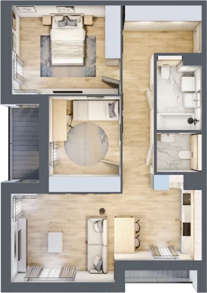 3 pokoje, mieszkanie 71,87 m², piętro 1, oferta nr 1.01.A05, Ogrody Andersa III, Gliwice, Wojska Polskiego, ul. Generała Władysława Andersa