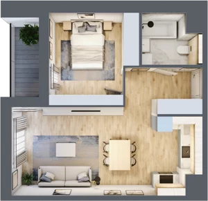 2 pokoje, mieszkanie 47,49 m², piętro 1, oferta nr 1.01.A06, Ogrody Andersa III, Gliwice, Wojska Polskiego, ul. Generała Władysława Andersa