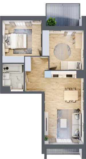 3 pokoje, mieszkanie 58,33 m², piętro 1, oferta nr 1.01.B11, Ogrody Andersa III, Gliwice, Wojska Polskiego, ul. Generała Władysława Andersa