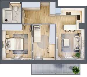 3 pokoje, mieszkanie 52,45 m², piętro 1, oferta nr 1.01.C03, Ogrody Andersa III, Gliwice, Wojska Polskiego, ul. Generała Władysława Andersa