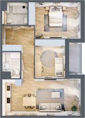 3 pokoje, mieszkanie 75,19 m², piętro 1, oferta nr 1.01.D08, Ogrody Andersa III, Gliwice, Wojska Polskiego, ul. Generała Władysława Andersa