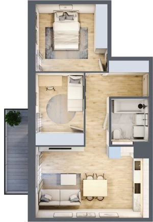 3 pokoje, mieszkanie 56,60 m², piętro 1, oferta nr 1.01.D10, Ogrody Andersa III, Gliwice, Wojska Polskiego, ul. Generała Władysława Andersa