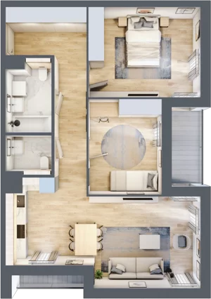 3 pokoje, mieszkanie 72,09 m², piętro 1, oferta nr 1.01.E07, Ogrody Andersa III, Gliwice, Wojska Polskiego, ul. Generała Władysława Andersa