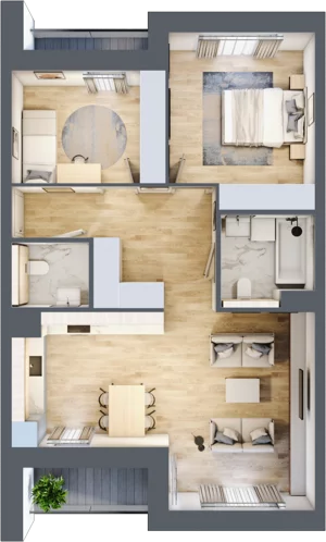3 pokoje, mieszkanie 70,07 m², piętro 2, oferta nr 1.02.C05, Ogrody Andersa III, Gliwice, Wojska Polskiego, ul. Generała Władysława Andersa