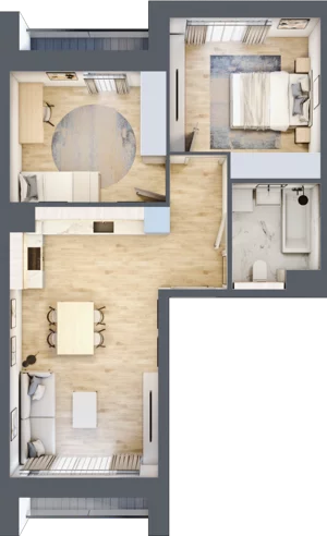 3 pokoje, mieszkanie 55,20 m², piętro 2, oferta nr 1.02.D11, Ogrody Andersa III, Gliwice, Wojska Polskiego, ul. Generała Władysława Andersa