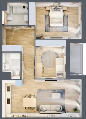 3 pokoje, mieszkanie 75,20 m², piętro 2, oferta nr 1.02.D13, Ogrody Andersa III, Gliwice, Wojska Polskiego, ul. Generała Władysława Andersa