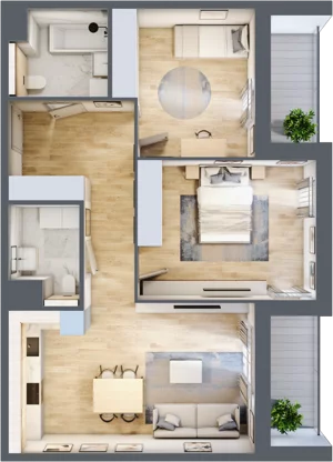 3 pokoje, mieszkanie 69,65 m², piętro 2, oferta nr 1.02.D14, Ogrody Andersa III, Gliwice, Wojska Polskiego, ul. Generała Władysława Andersa