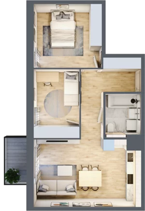 3 pokoje, mieszkanie 56,60 m², piętro 2, oferta nr 1.02.D16, Ogrody Andersa III, Gliwice, Wojska Polskiego, ul. Generała Władysława Andersa