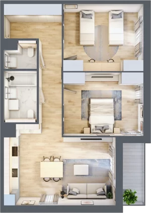 3 pokoje, mieszkanie 75,22 m², piętro 2, oferta nr 1.02.E11, Ogrody Andersa III, Gliwice, Wojska Polskiego, ul. Generała Władysława Andersa
