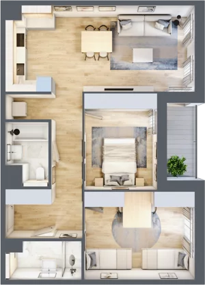 3 pokoje, mieszkanie 74,43 m², piętro 3, oferta nr 1.03.E14, Ogrody Andersa III, Gliwice, Wojska Polskiego, ul. Generała Władysława Andersa