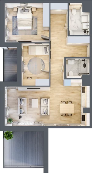 3 pokoje, mieszkanie 74,49 m², piętro 4, oferta nr 1.04.A15, Ogrody Andersa III, Gliwice, Wojska Polskiego, ul. Generała Władysława Andersa