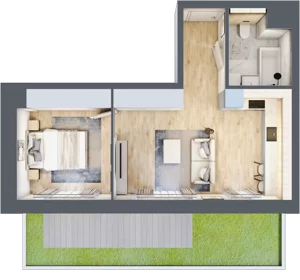 2 pokoje, mieszkanie 40,40 m², parter, oferta nr 4.00.C02, Ogrody Andersa III, Gliwice, Wojska Polskiego, ul. Generała Władysława Andersa