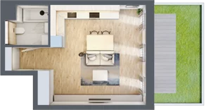 1 pokój, mieszkanie 35,54 m², parter, oferta nr 4.00.A05, Ogrody Andersa III, Gliwice, Wojska Polskiego, ul. Generała Władysława Andersa