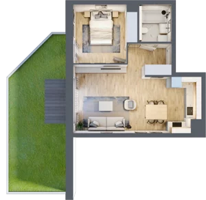 2 pokoje, mieszkanie 47,04 m², parter, oferta nr 4.00.D05, Ogrody Andersa III, Gliwice, Wojska Polskiego, ul. Generała Władysława Andersa