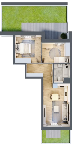 3 pokoje, mieszkanie 53,60 m², parter, oferta nr 4.00.C01, Ogrody Andersa III, Gliwice, Wojska Polskiego, ul. Generała Władysława Andersa