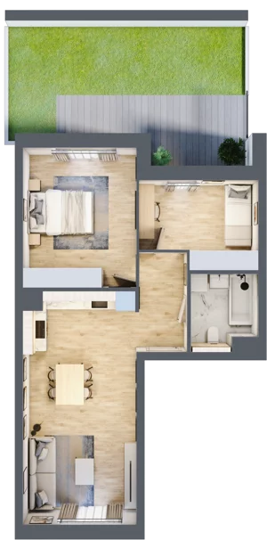 3 pokoje, mieszkanie 57,85 m², parter, oferta nr 4.00.D01, Ogrody Andersa III, Gliwice, Wojska Polskiego, ul. Generała Władysława Andersa