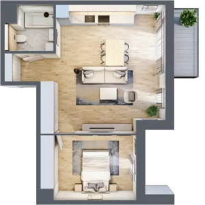 2 pokoje, mieszkanie 52,94 m², piętro 1, oferta nr 4.01.A10, Ogrody Andersa III, Gliwice, Wojska Polskiego, ul. Generała Władysława Andersa