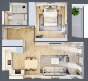 2 pokoje, mieszkanie 47,29 m², piętro 2, oferta nr 4.02.D13, Ogrody Andersa III, Gliwice, Wojska Polskiego, ul. Generała Władysława Andersa