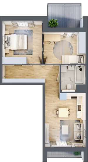 3 pokoje, mieszkanie 54,92 m², piętro 2, oferta nr 4.02.C05, Ogrody Andersa III, Gliwice, Wojska Polskiego, ul. Generała Władysława Andersa