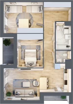 3 pokoje, mieszkanie 72,11 m², piętro 2, oferta nr 4.02.A12, Ogrody Andersa III, Gliwice, Wojska Polskiego, ul. Generała Władysława Andersa