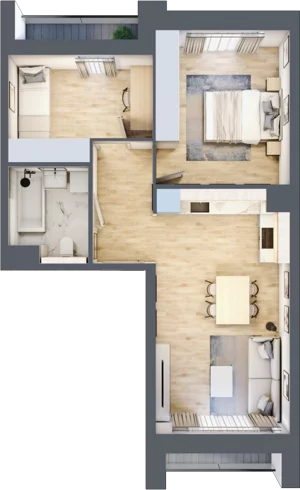 3 pokoje, mieszkanie 54,77 m², piętro 4, oferta nr 4.04.B16, Ogrody Andersa III, Gliwice, Wojska Polskiego, ul. Generała Władysława Andersa