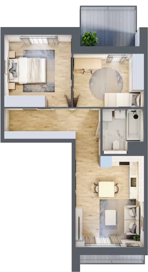 3 pokoje, mieszkanie 54,92 m², piętro 4, oferta nr 4.04.C11, Ogrody Andersa III, Gliwice, Wojska Polskiego, ul. Generała Władysława Andersa