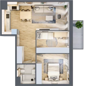 3 pokoje, mieszkanie 57,67 m², piętro 4, oferta nr 4.04.A24, Ogrody Andersa III, Gliwice, Wojska Polskiego, ul. Generała Władysława Andersa