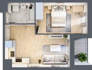 2 pokoje, mieszkanie 32,74 m², piętro 6, oferta nr 2.A45, Niebieski Bursztyn II, Reda, ul. Bosmańska