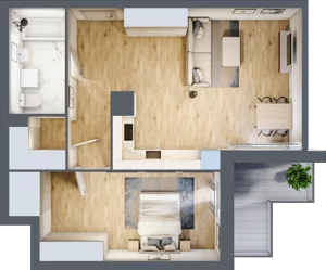 2 pokoje, mieszkanie 60,33 m², piętro 3, oferta nr 2.B5, Niebieski Bursztyn II, Reda, ul. Bosmańska